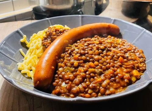 Linsen mit Spätzle