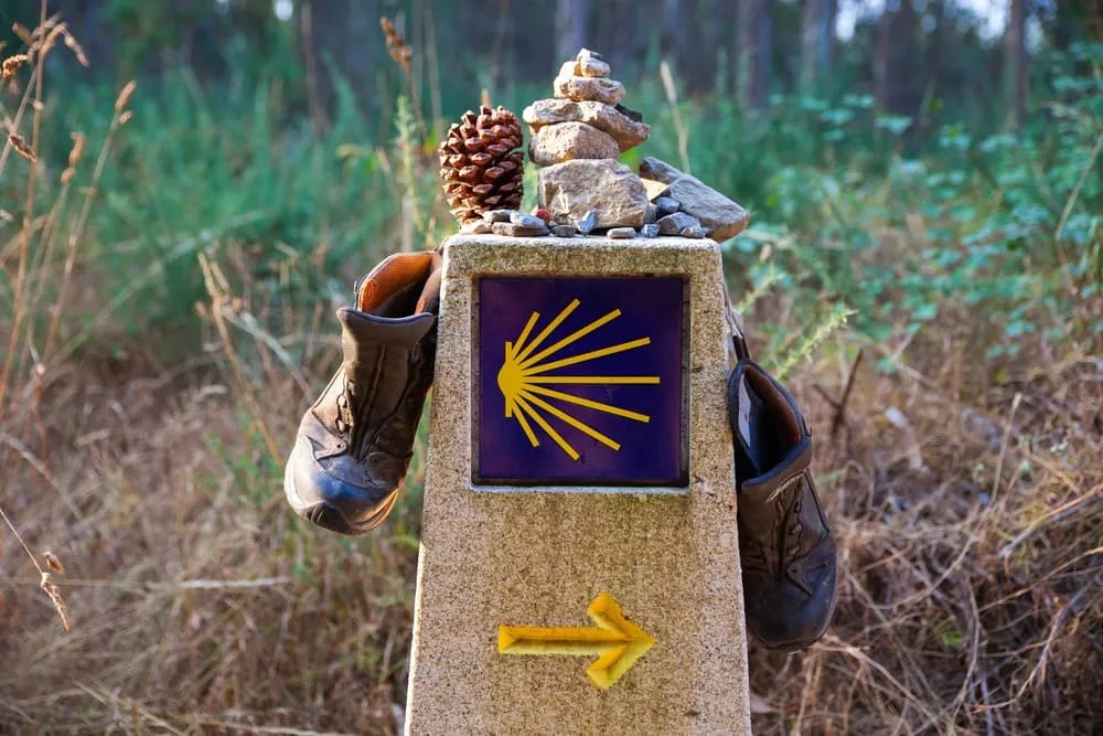 Camino de Santiago yellow arrow